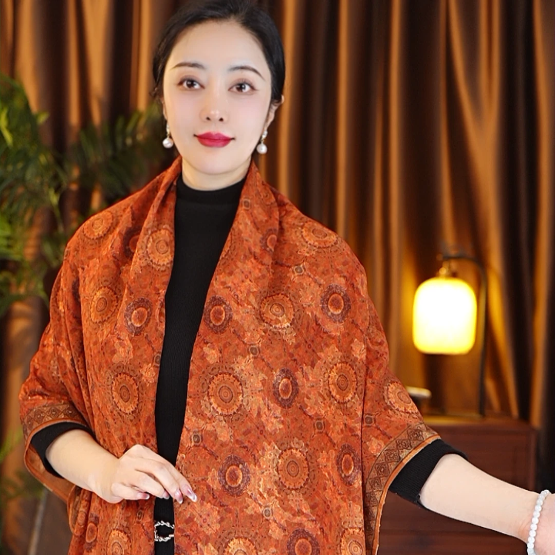 【金玉满堂】140*140剪花春秋女士丝巾百搭丝巾复古显气质