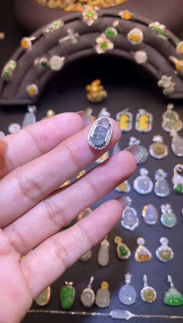 吊坠(不含链)银S925镶嵌翡翠1