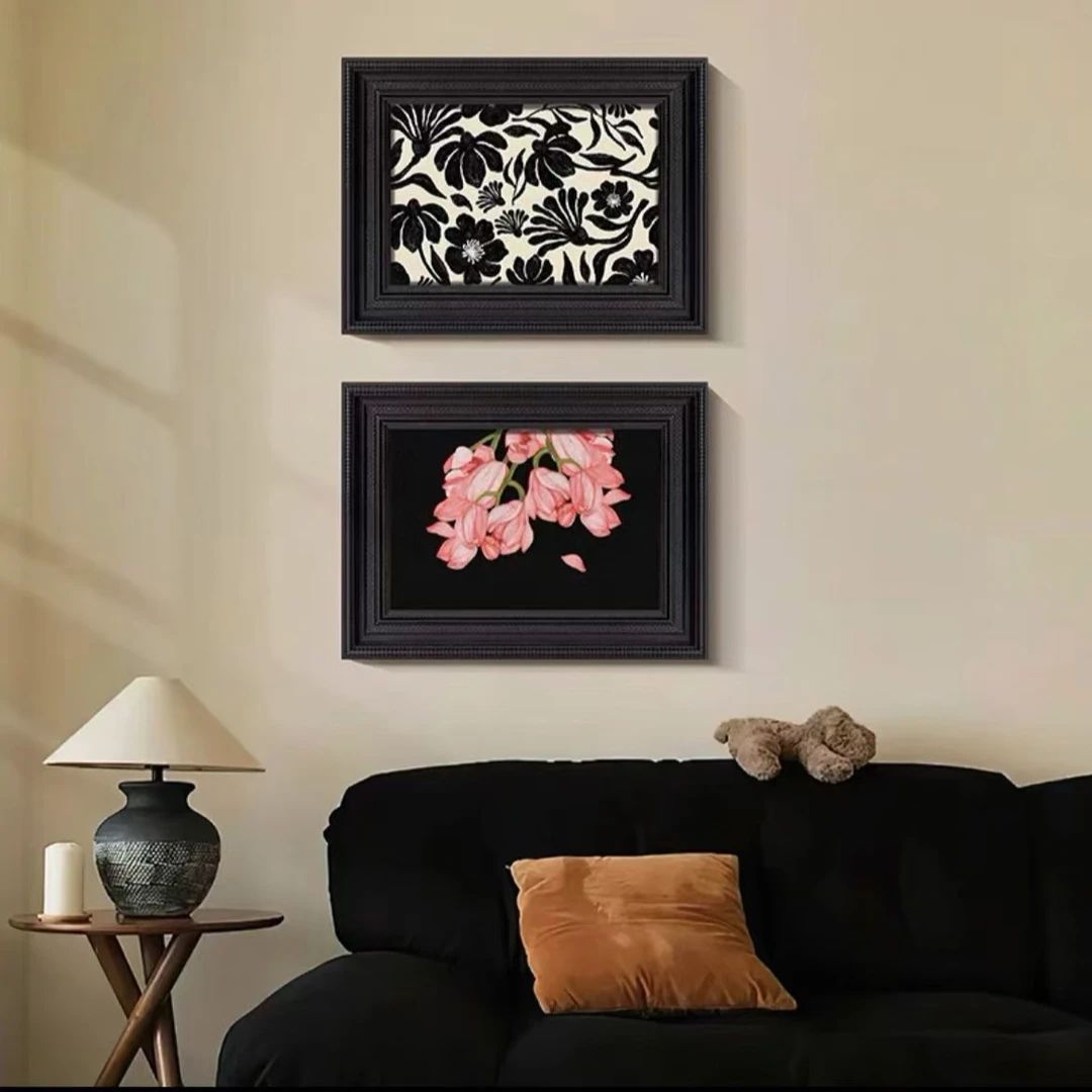 法式中古挂画客厅沙发蒙德里壁画床头餐厅抽象装饰画两联4060*2