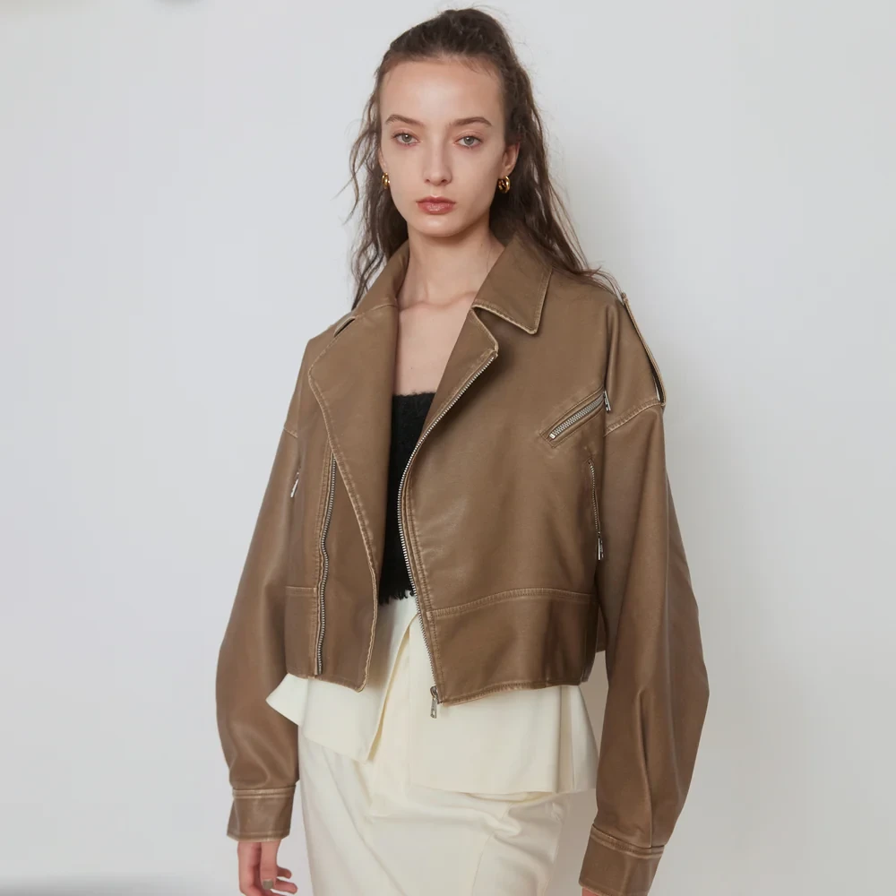 【FaFa】日系品牌 SRL 2024秋冬 复古水洗皮革 夹克皮衣外套F1019