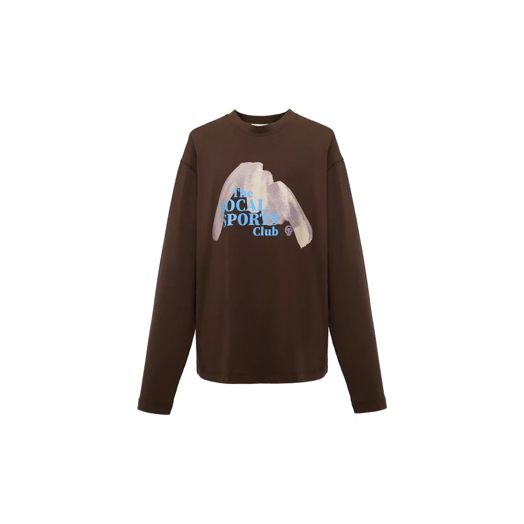 1926雅2025早秋新品舒适长绒棉套头印花长袖T恤