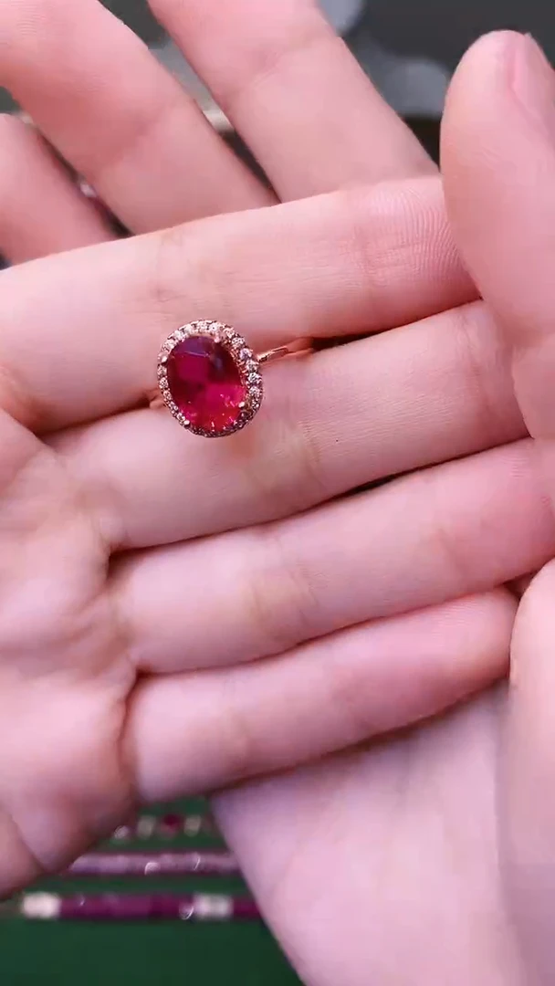 银S925镶嵌戒指红宝石526