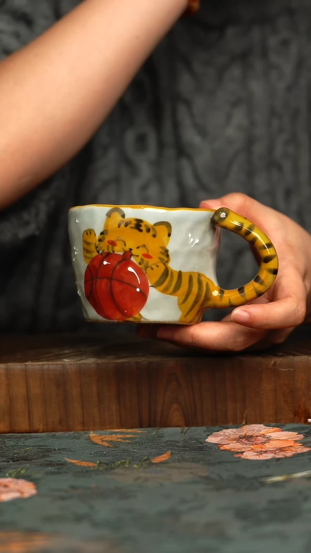 杯釉下彩手工手绘同款陶器