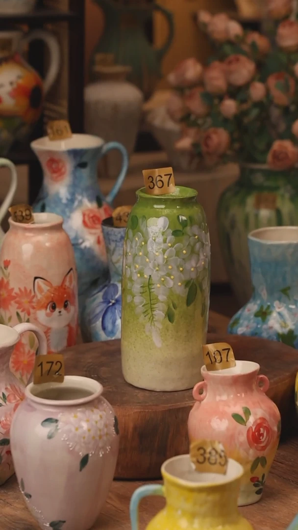 陶瓷景德镇设计师手作花器摆件侘寂风367