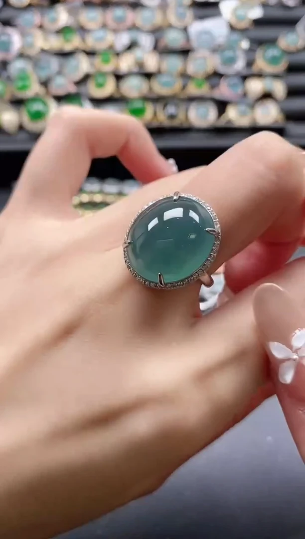 【闪购商品】翡翠戒指银S925镶嵌5151