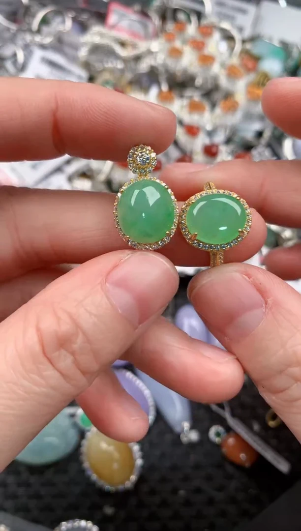 银S925镶嵌戒指翡翠999---8