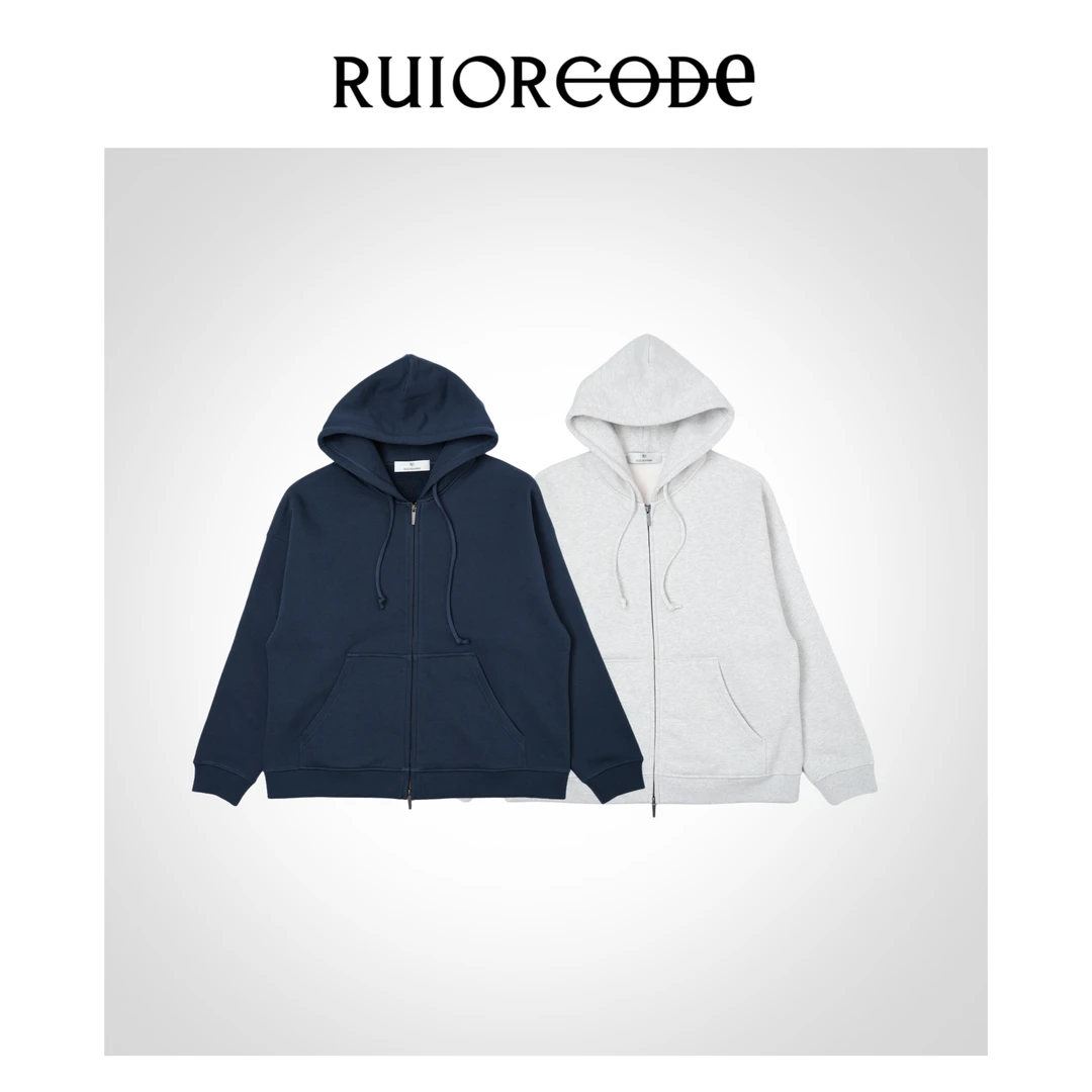 【RUIORCODE】加厚绒落肩袖拉链连帽卫衣 理性消费