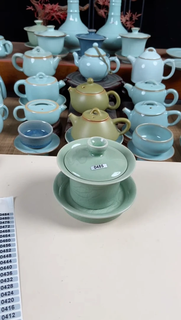 【闪购商品】其他485号全品无暇豆绿手雕盖碗鱼