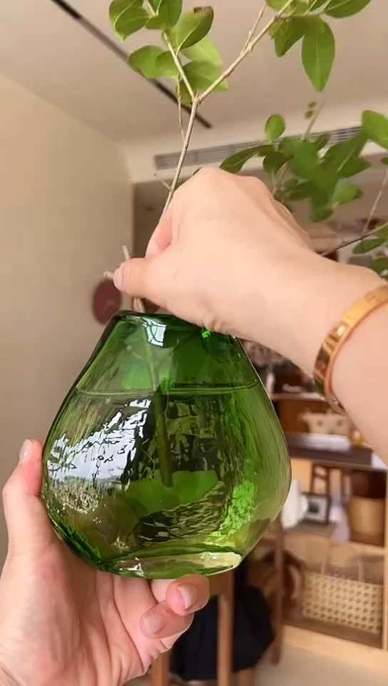 茶道摆件0000翠绿花器6336