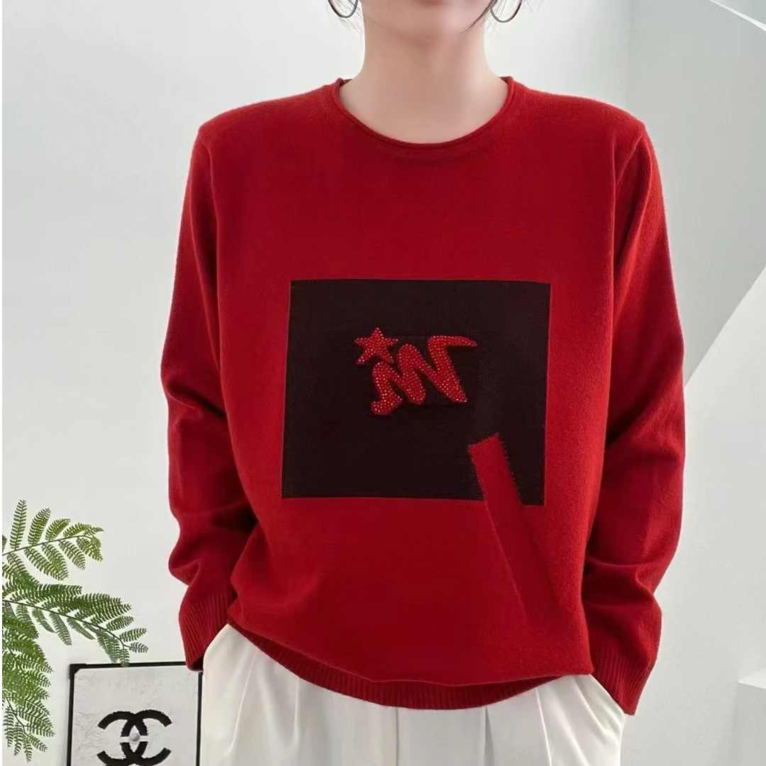 【金夫人妈妈装】秋冬大码宽松胖妈妈羊绒毛衣针织打底衫减龄百搭