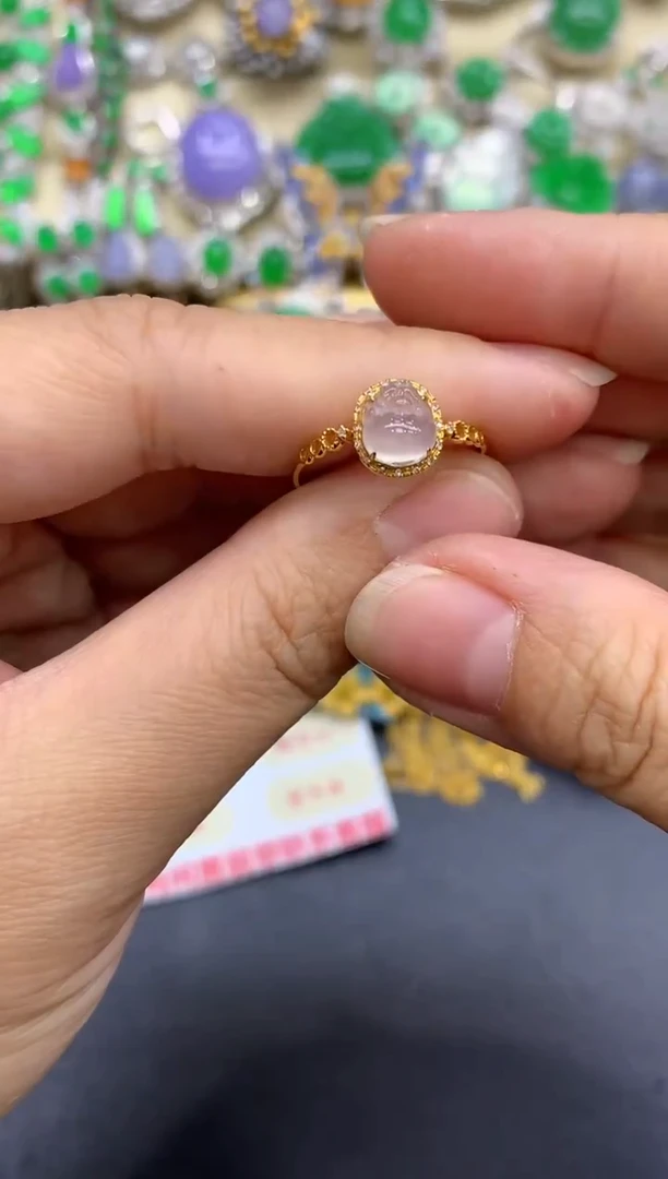 18K金镶嵌戒指翡翠384-中国好珍宝