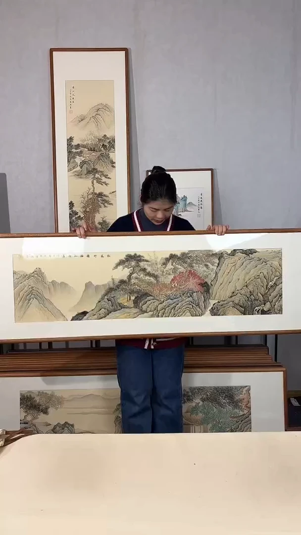 国画手绘*松风竹韵福地雅居*52*172cm带框发货