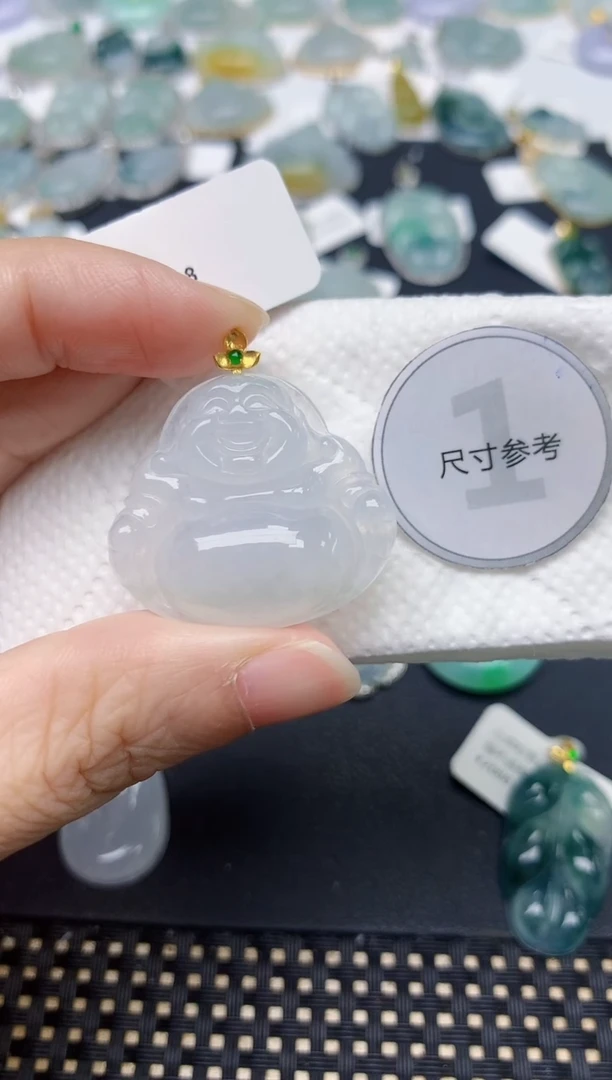 颈饰18K金镶嵌翡翠天然缅甸A货翡翠