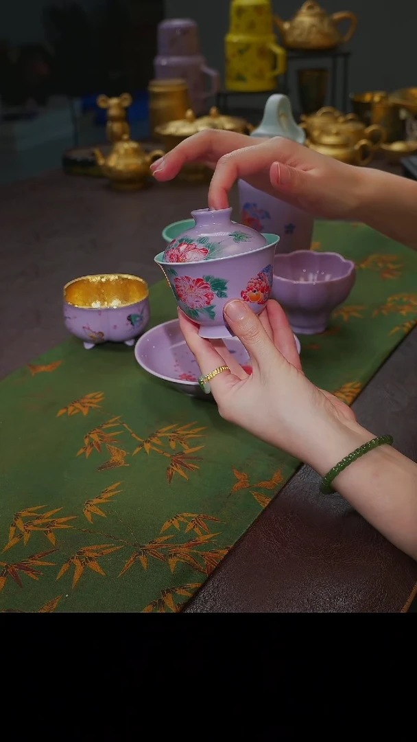 茶杯紫砂【宜景窑烟幕紫系列】盖碗