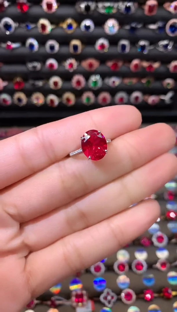 【闪购商品】红宝石戒指银S925镶嵌1012白