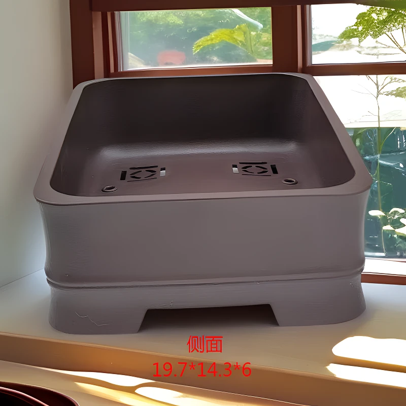 树脂材质竹节浅口长方盆老桩多肉花卉盆栽室内绿植加厚塑料花盆