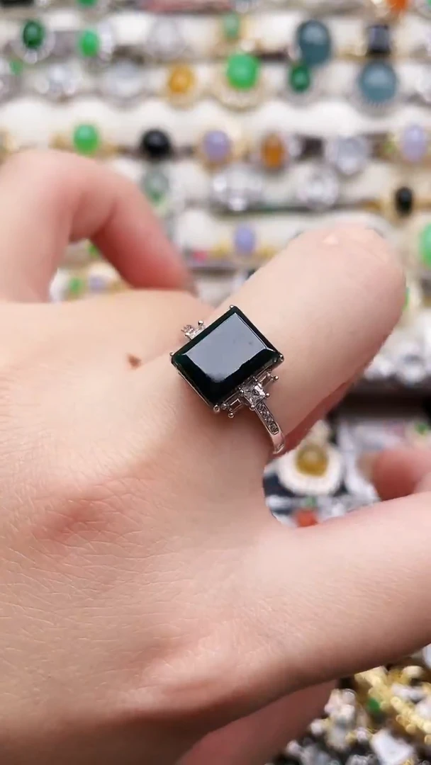 银S925镶嵌戒指翡翠96