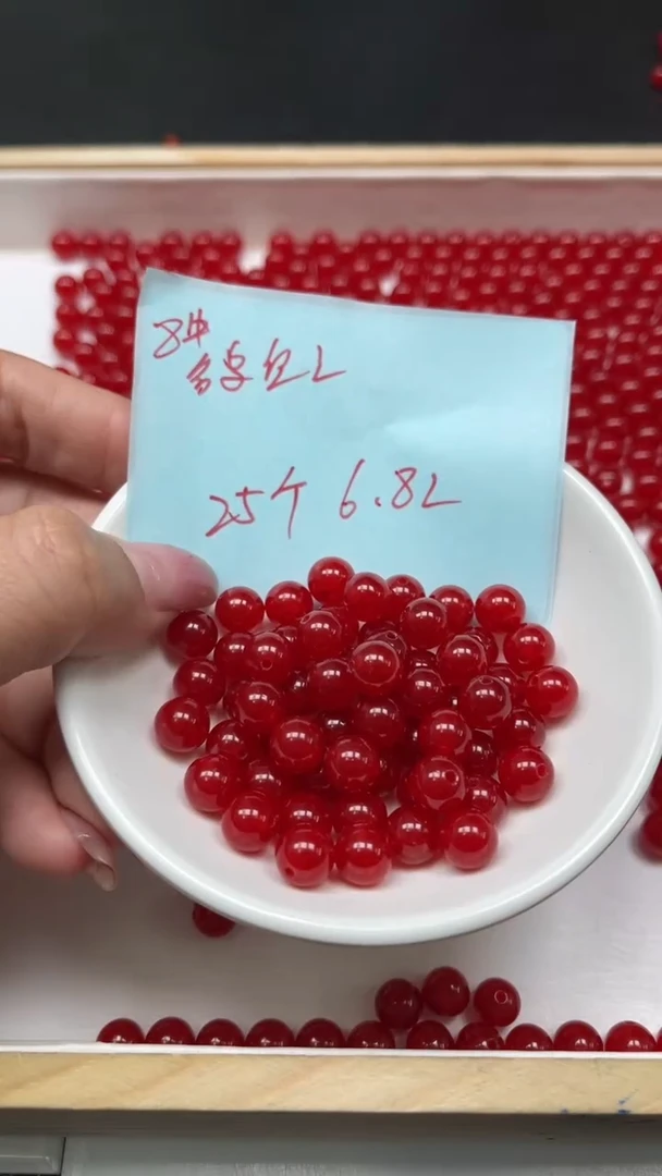 未镶嵌散珠玛瑙/玉髓B504 鸽血红8mm 30颗6.8元
