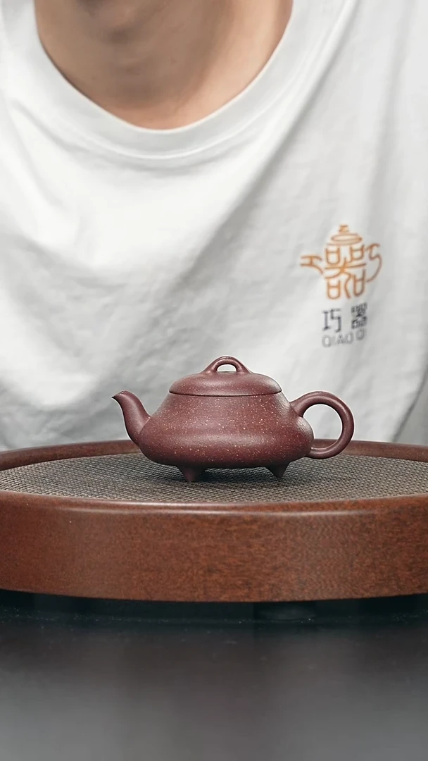 茶壶紫砂鸽嘴石瓢-紫玉金砂-全手工无添加