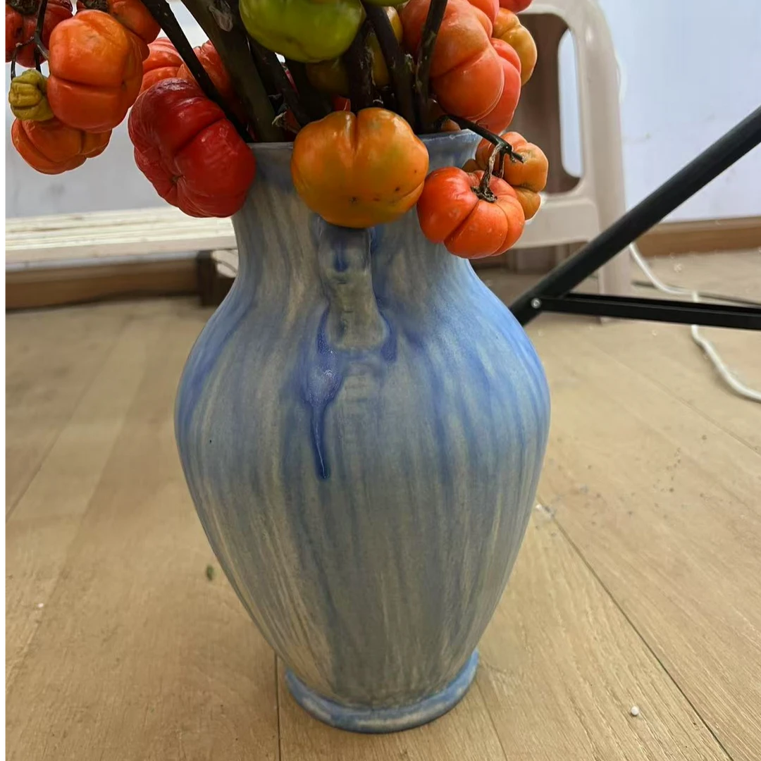 A35花瓶{蓝色磨砂花瓶} 景德镇陶瓷花瓶