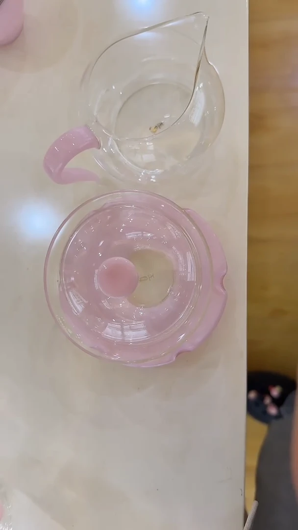 玉见粉色玉料盖碗+玉见粉玉公杯