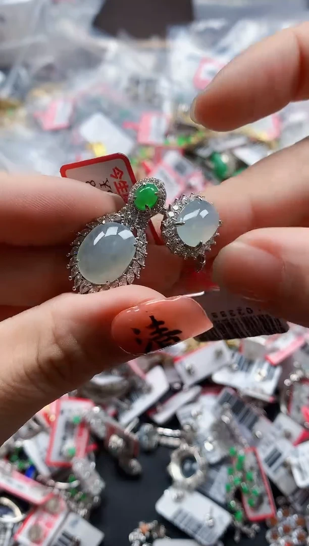 银S925镶嵌戒指翡翠天然A货缅甸翡翠