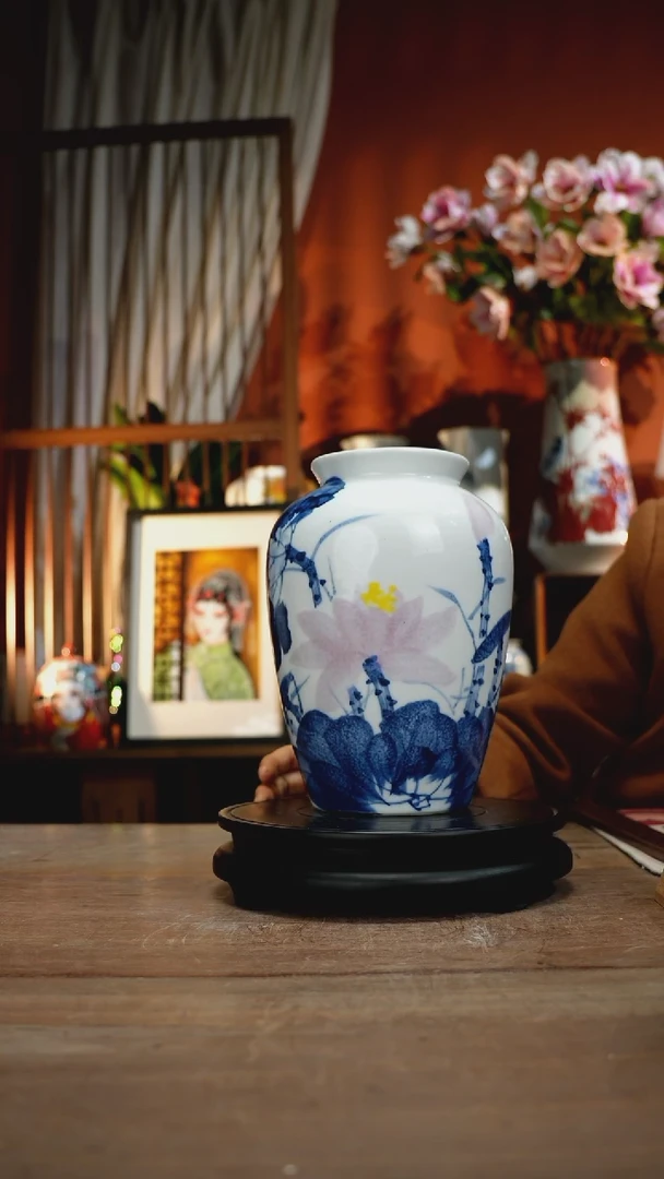 当代景德镇设计师釉下手绘陶瓷花瓶