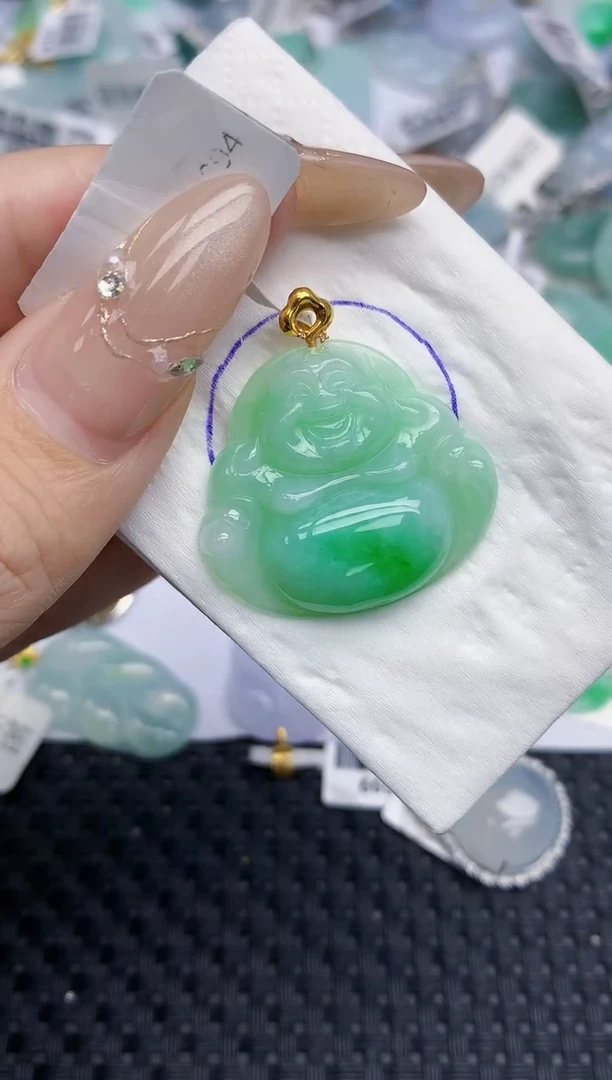 颈饰18K金镶嵌翡翠185   天然翡翠A货  百元以上9米证书费自理