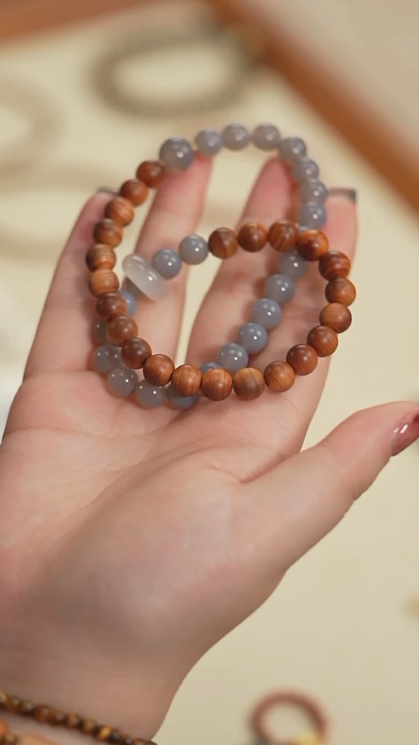 【闪购商品】柏木（崖柏）其他【海边】崖柏烟灰双圈手串