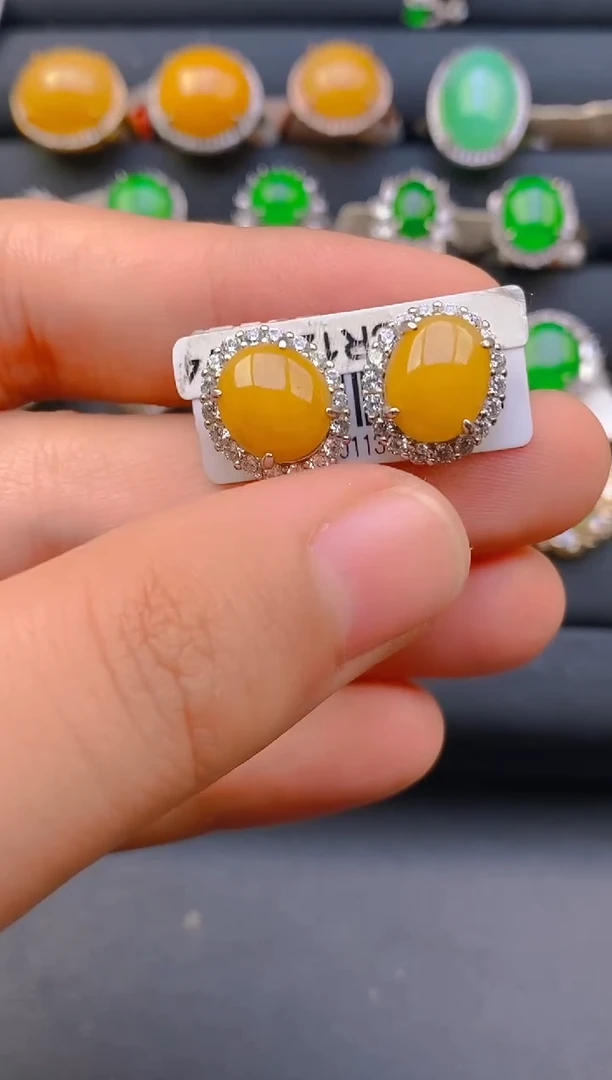 【闪购商品】翡翠戒指银S925镶嵌天然A货翡翠1