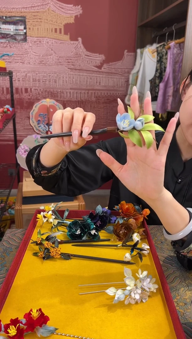 【闪购商品】刺绣非遗绒花（发饰）