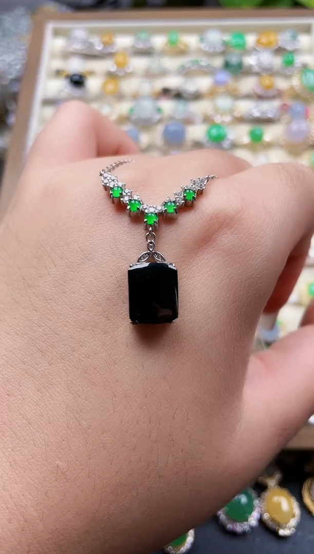 吊坠(不含链)银S925镶嵌翡翠161