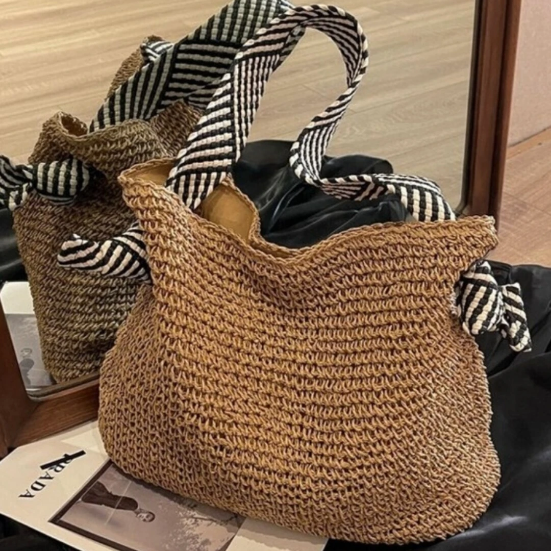 休闲编织大容量草编包包女春夏2025新款海边度假编织包百搭腋下包