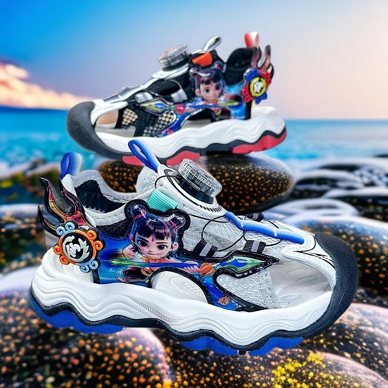 哪吒儿童凉鞋男童鞋包头风车发光3-6岁男孩夏季8运动沙滩户外鞋子