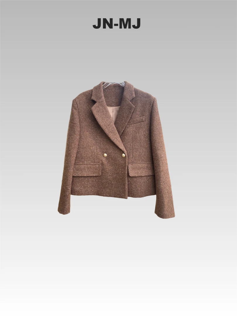 【韩系外套系列 170-175】【焦糖 羊毛桑蚕丝】高端面料 时尚休闲外套