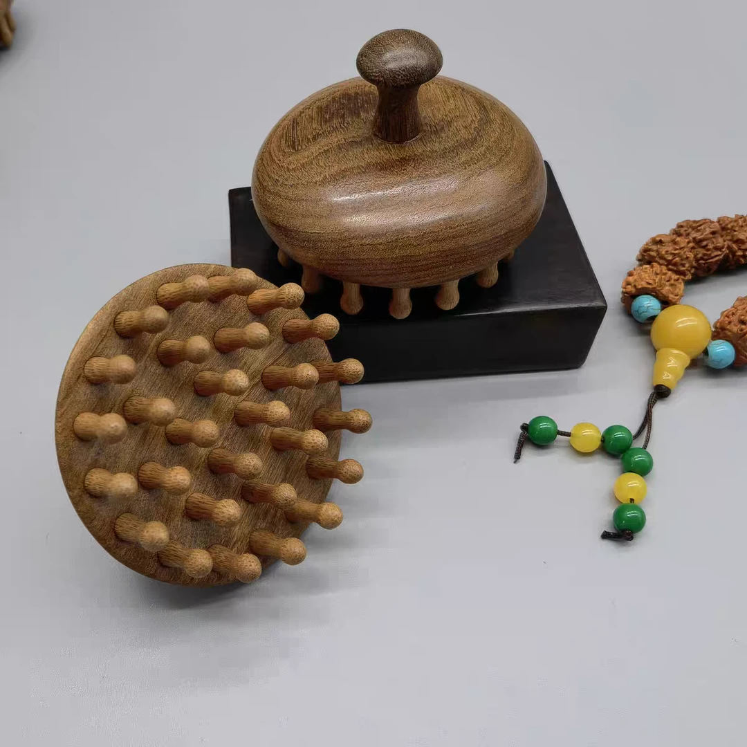 新疆现货包邮圆形木梳子按摩梳头部经络疏通头疗按摩神器