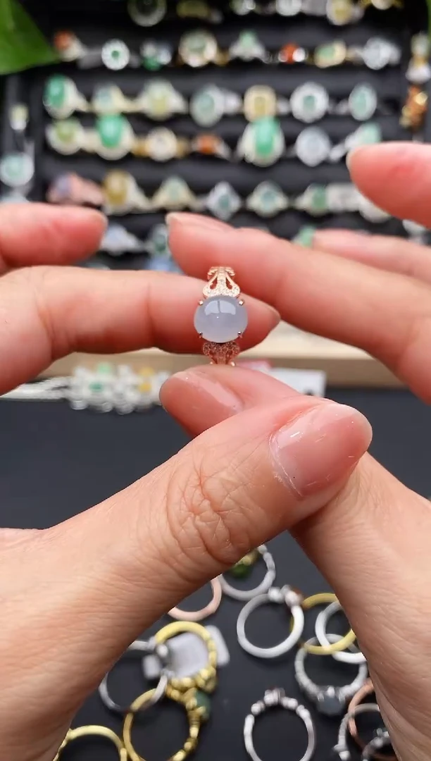 【闪购商品】翡翠戒指银S925镶嵌缅甸翡翠A货11   10-