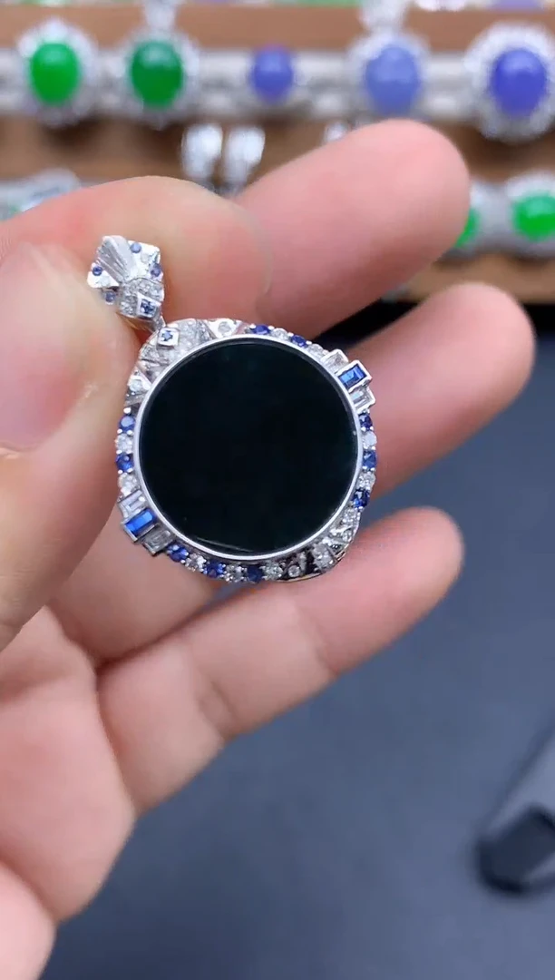 颈饰18K金镶嵌翡翠534-中国好珍宝