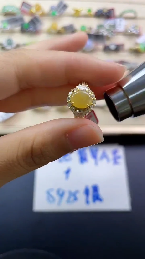 银S925镶嵌戒指翡翠翡翠 蛋面 银S925镶嵌