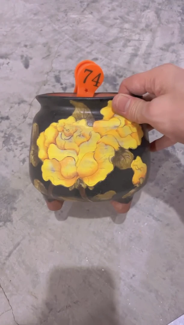 摆件74陶花岛花盆罐—手工痕迹默认，大小会有1-2公分误差