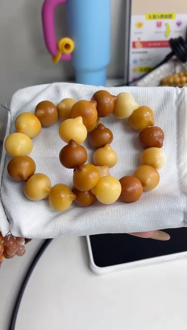 手串菩提根/象牙果溏心猫沐t51干磨猫猫头23mm手串（现穿）