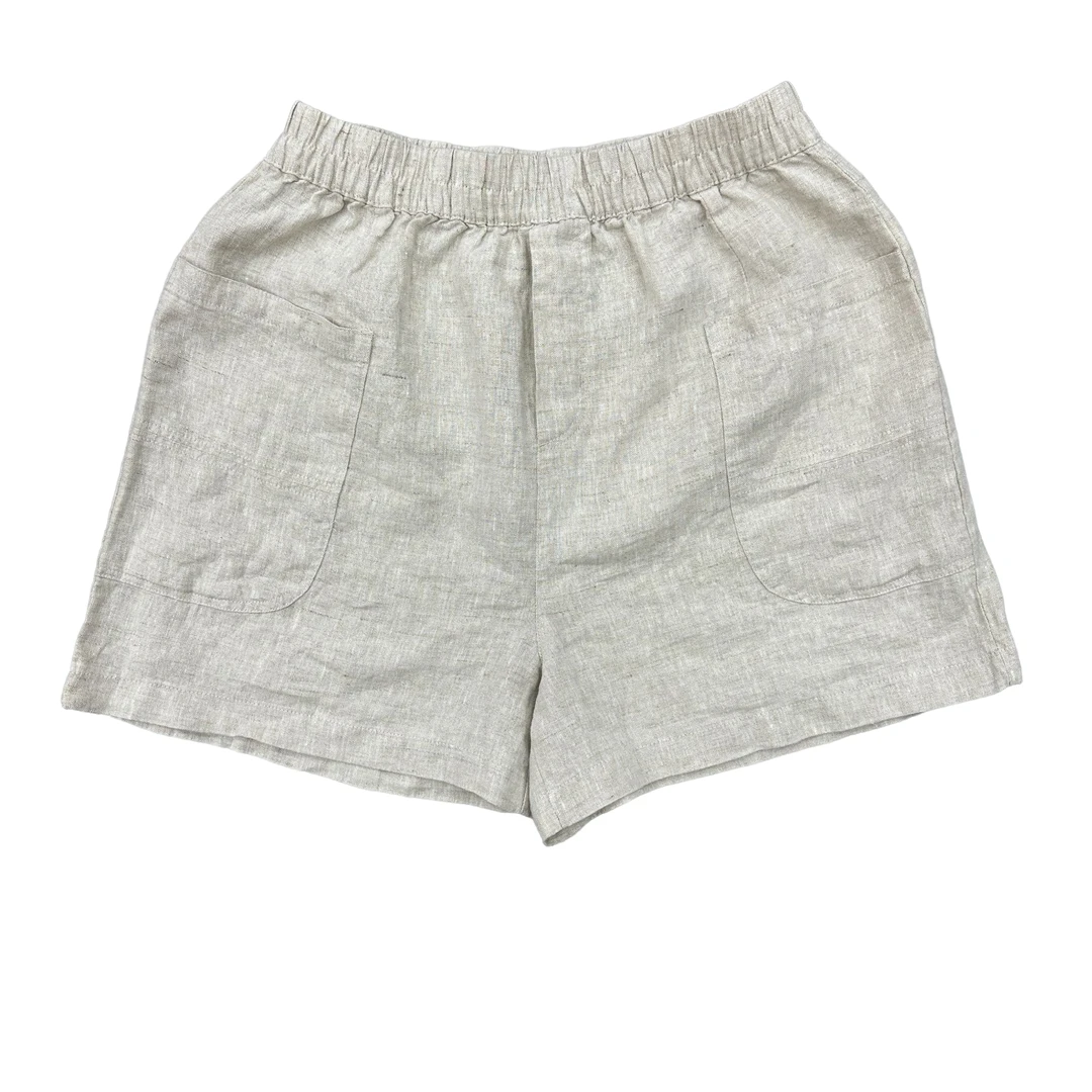 25夏季100%亚麻 A版宽松男女同款大口袋阔腿短裤