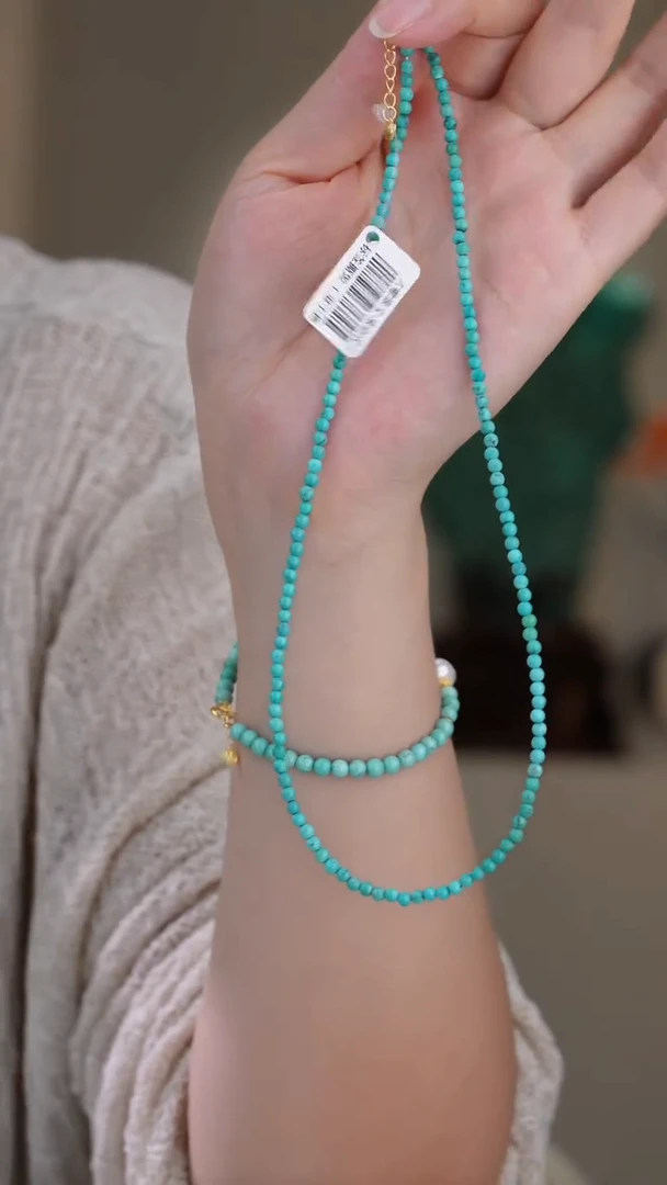 银S925镀金镶嵌绿松石项链多样性发货