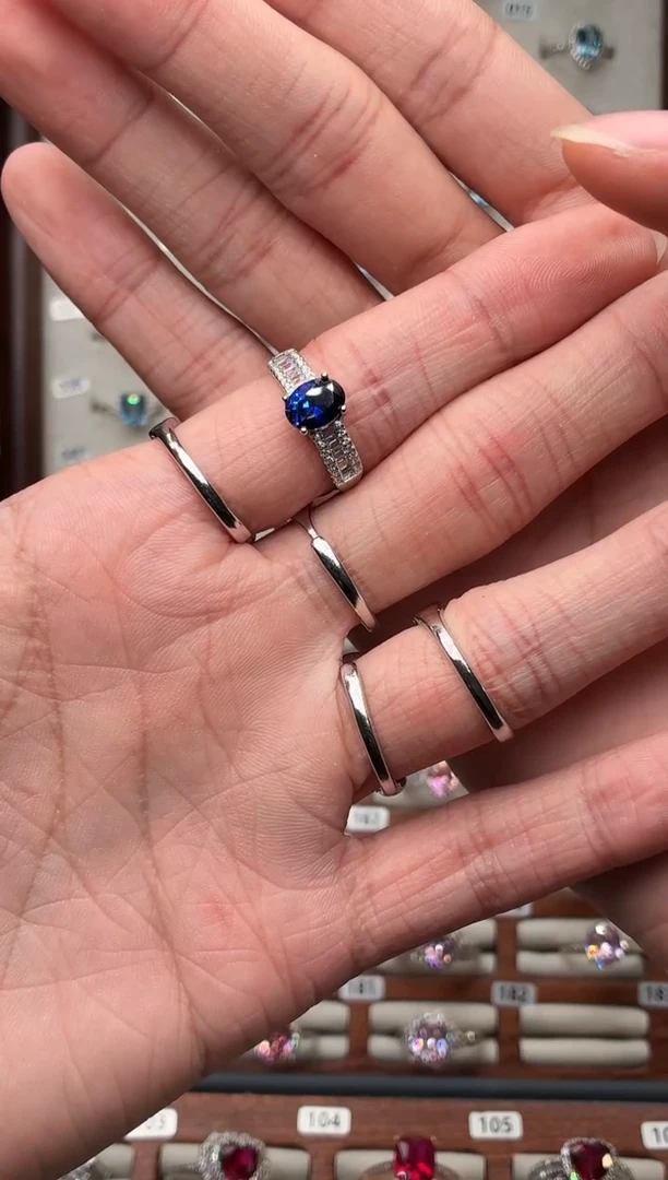 戒指蓝宝石银S925镶嵌1888