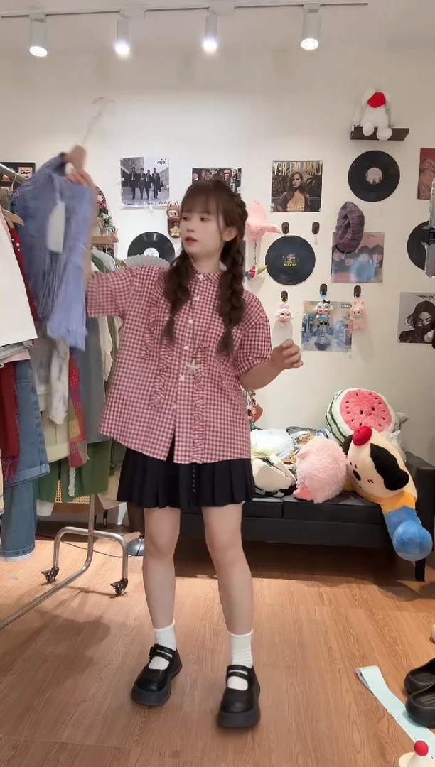 木子豆木子豆红格衬衫