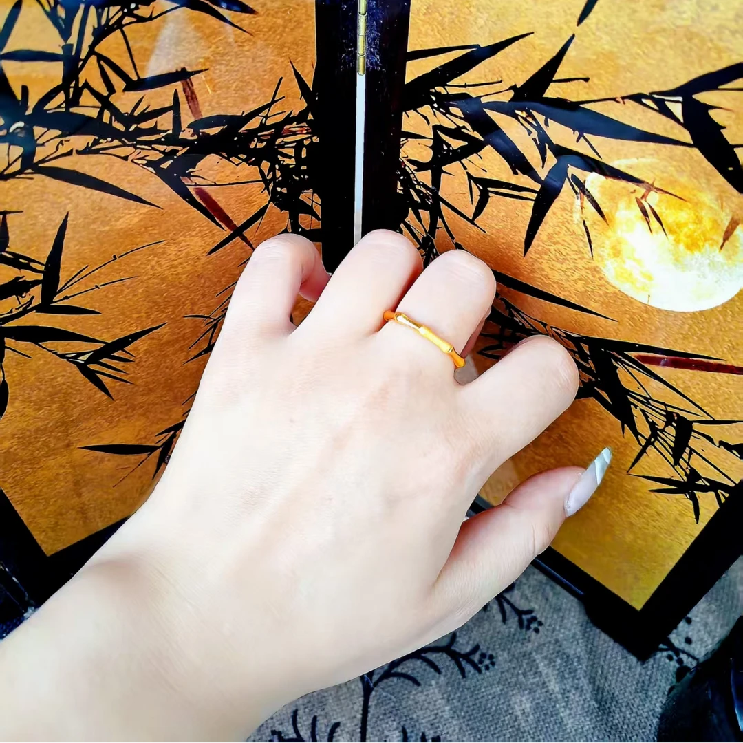 【小鹏黄金】足金999 竹节素圈戒指