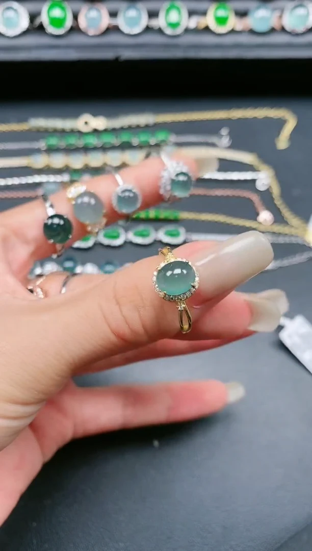 翡翠戒指银S925镶嵌1111111