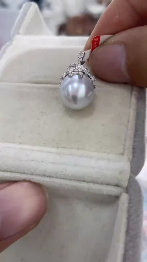 银S925镶嵌吊坠海水珍珠澳白