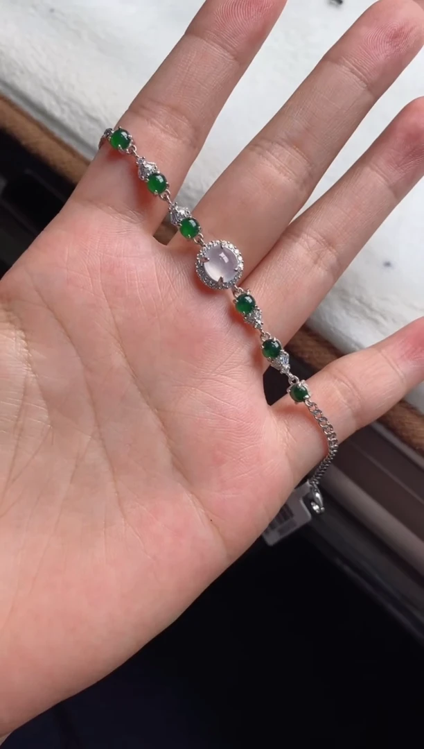 银S925镶嵌戒指翡翠**天然A货翡翠