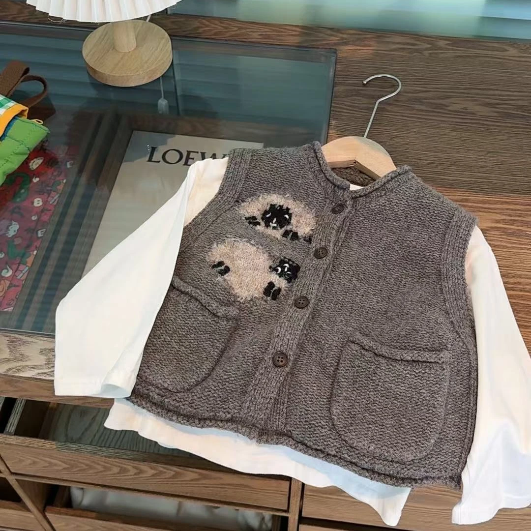 2025春季新品儿童毛衣马甲卡通男女童